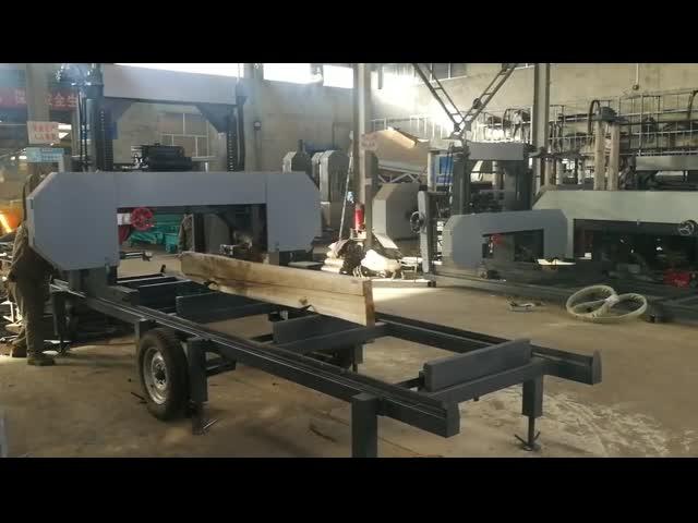 Diesel portable horizontal band sawmill with wheels mobile usage